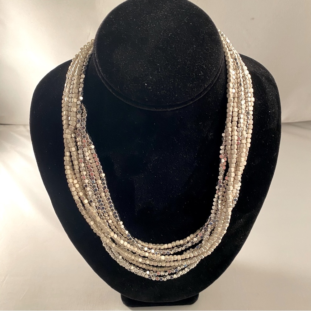 Chico’s Summer Metals silver tone Multistrand Necklace